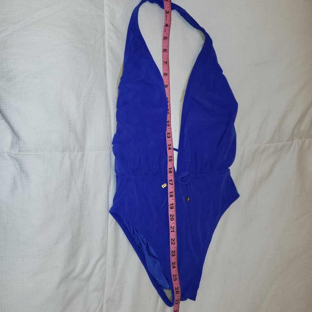 Unbranded Blue Violet Deep Plunging V-neck Halter One Piece Swim Suit - S/M - Picture 6 of 8